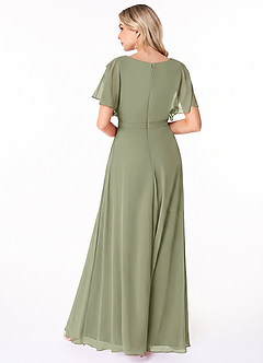 Azazie Aaliyah vestidos de dama de honor modestos Vestido Línea A Plisado Scoop Hasta el suelo Gasa image2