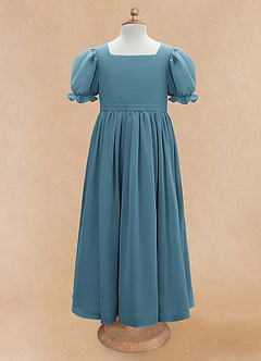 Azazie Joss Robe Demoiselle D'honneur Fillette Robe Trapèze en Mousseline de soie avec manches Bermude image5