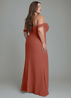 Azazie Johana Abiti da Damigella Abito Convertibile Sirena in Chiffon Spalle Scoperte Auburn image9