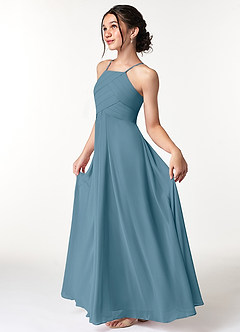 Azazie Ginger Junior Bermuda A-Line Pleated Chiffon Dress image6