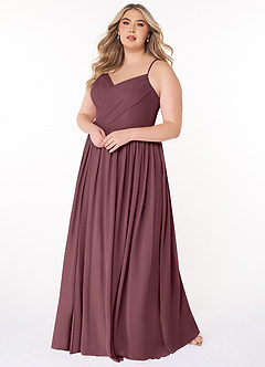 Azazie Cora Bridesmaid Dresses Sangria A-Line Pleated Chiffon Dress image15