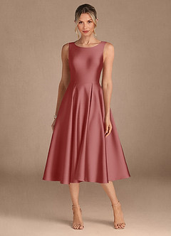 Azazie Fulton Moeder van de bruid jurken A-Lijn Jurk van Stretch Satijn Geplooid Antieke Roos image5