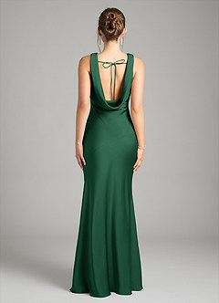 Azazie Rylina Bridesmaid Dresses Dark Green Mermaid Stretch Satin Dress image2