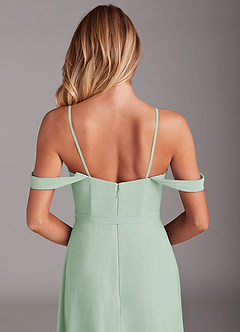 Azazie Aaron Bridesmaid Dresses Agave A-Line Off the Shoulder Chiffon Convertible Dress image9