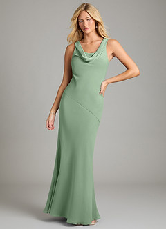 Azazie Rylina Bridesmaid Dresses Matcha Mermaid Pleated Chiffon Dress image1