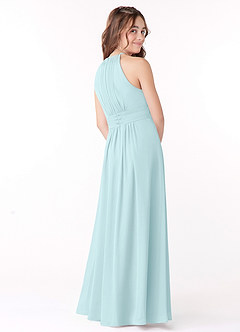 Azazie Bonnie Junior Sea Glass A-Line Pleated Chiffon Dress image3