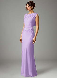 Azazie Kieryn Bridesmaid Dresses Lilac Mermaid Pleated Stretch Satin Dress image5