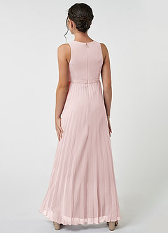 Azazie Lindie Junior Blushing Pink A-Line Pleated Chiffon Dress image2