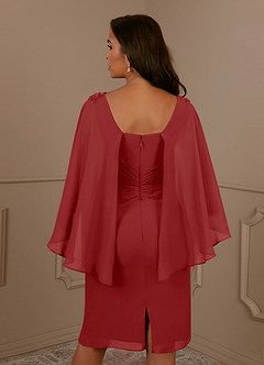 Azazie Mirra Mother of the Bride Dresses Rust Sheath Scoop Pleated Chiffon Dress image6