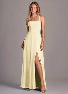 Azazie Carolyn Abiti da Damigella Abito A-Line in Chiffon Plissettato Sorbetto Al Limone image1