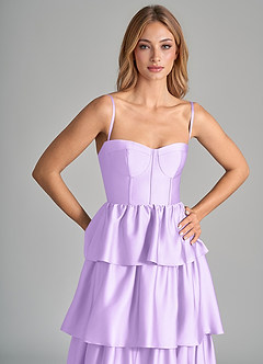 Azazie Faye Brudtärnklänningar Klänning av A-Linje i Stretch Satin Ruched Lila image2