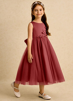 Azazie Malva vestidos de niña de las flores Vestido de Óxido de Tul de Princesa con Lazo image6