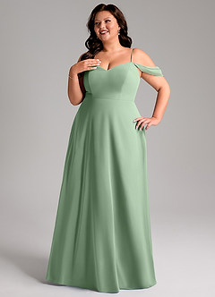 Azazie Marley Bridesmaid Dresses Matcha A-Line Off the Shoulder Chiffon Convertible Dress image14