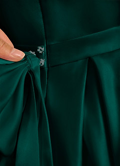 Azazie Pearl Flower Girl Dresses Pine Ball-Gown Pleated Matte Satin Dress image9