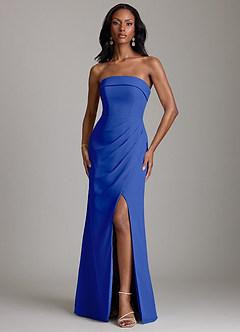 Azazie Aretha Bridesmaid Dresses Royal Blue A-Line Strapless Chiffon Dress image1