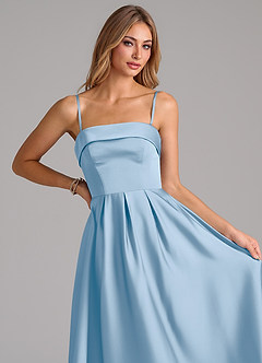 Azazie Lucienne Brudepigekjoler En streg Plisseret Stræk satin Ankel-længde Kjole image2