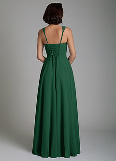 Azazie Azaria Bridesmaid Dresses Dark Green A-Line Corset Chiffon Dress image6