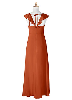 Azazie Amada Junior Burnt Orange A-Line Ruched Chiffon Dress image6