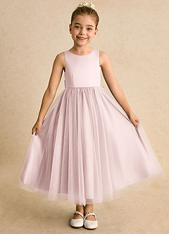 Azazie Solia Abiti da Ragazza di Fiori Abito Principessa in Tulle Fiocco Rosa Rossore image2