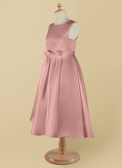 Azazie Coco Flower Girl Dresses Rose Gold A-Line Bow Matte Satin Dress image10