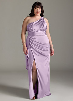 Azazie Maive Robes de demoiselle d'honneur Robe Fourreau en Satin extensible Rayé Frostiges Flieder image5