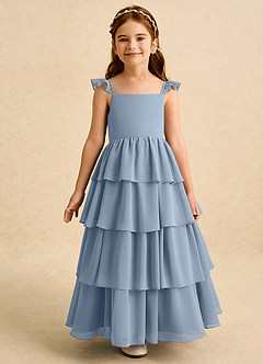 Azazie Boba Flower Girl Klänningar Klänning A-Line i Chiffong Fyrkantig halsringning image5