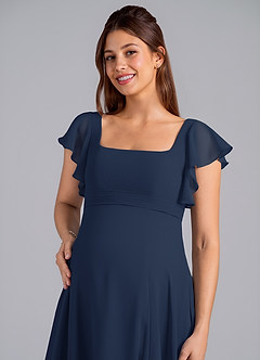 Azazie Bondi Maternity Bridesmaid Dresses A-Line Ruched Chiffon Floor-Length Dress image5