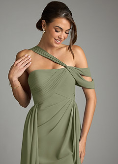 Azazie Kassandra Abiti da Damigella Abito A-Line in Chiffon a Spalla Scoperta Pistacchio image2