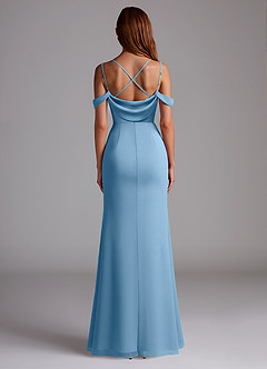 Azazie Callan Bridesmaid Dresses Steel Blue Mermaid Pleated Chiffon Convertible Dress image2