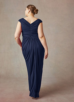 Azazie Lisolette vestidos de madre de la novia Vestido de Azul Marino Oscuro de Malla de Recto con Plisado image10