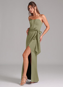 Azazie Jamie Bridesmaid Dresses Pistachio A-Line Strapless Stretch Satin Convertible Dress image4