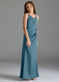 Azazie Maci Junior Bermuda Mermaid Pleated Stretch Satin Dress image4