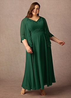 Azazie Devana Mother of the Bride Dresses Dark Green A-Line Sequins Chiffon Dress image9