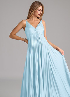 Azazie Raychelle Bridesmaid Dresses Sky Blue A-Line Pleated Stretch Satin Dress image7