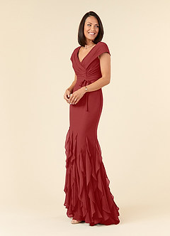 Azazie Bailora Mother of the Bride Dresses Rust Mermaid Ruched Chiffon Dress image2