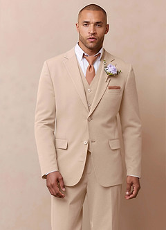 front Savile Tan Wool Blend Suit Jacket