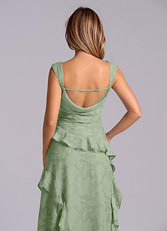 Azazie Sloane Vestidos de damas de honor Vestido de Salvia Polvorienta de Devorado Floral de Corte en A con Escote de Corazón image7