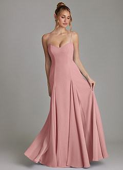 Azazie Imani Abiti da Damigella Abito A-Line in Chiffon Scollo a Cuore Rosa Polverosa image4