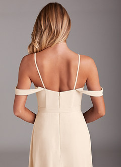 Azazie Aaron Brautjungfernkleider Wandelbar A-Linie Schulterfrei Chiffon Kleid Alabaster Weiß image9