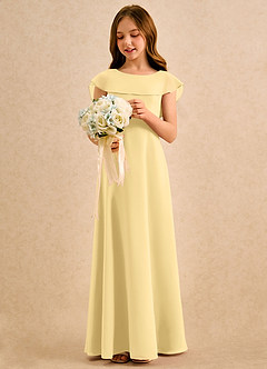 Azazie Kittie Girls Formal Abiti da Ragazza di Fiori Abito A-Line in Chiffon Burro image3