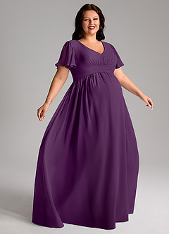 Azazie Verna Maternity Bridesmaid Dresses A-Line V-Neck Ruched Chiffon Floor-Length Dress image9
