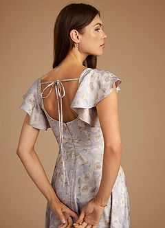Azazie Bondi Bridesmaid Dresses Lilac Dreamy FLoral A-Line Ruched Dreamy Floral Dress image6