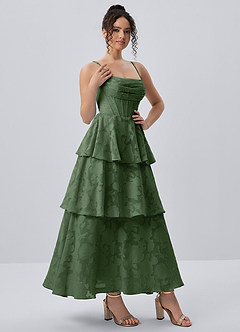 Gabriddy Eucalyptus Jacquard Ruffles Corset Maxi Dress image4