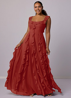 Barbie ♥ Azazie Bridesmaid Dresses Terracotta A-Line with Pockets Chiffon Dress image10