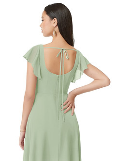 Azazie Bondi Bridesmaid Dresses Dusty Sage A-Line Ruched Chiffon Dress image5
