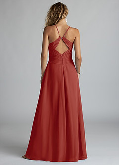 Azazie Haleigh Final Sale Burgundy A-Line Pleated Chiffon Dress image2