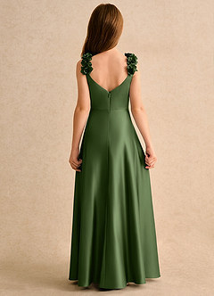 Azazie Rosita Girls Formal Sukienki dla dziewczynek sypiących kwiaty Linia A Pofałdowany Matowy satynowy Długość podłogi Sukienka image4