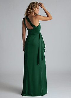 Maive Emerald Green Sheath Ruched Stretch Satin Dress image3