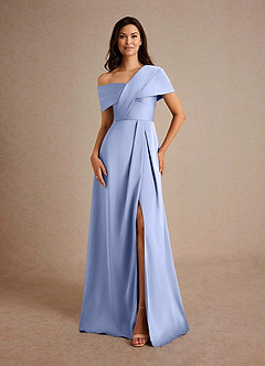 Azazie Milton Mother of the Bride Dresses Ice A-Line Pleated Stretch Satin Dress image5