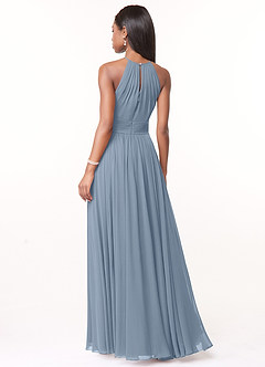 Azazie Cherish Bridesmaid Dresses Dusty Blue A-Line Pleated Chiffon Dress image2